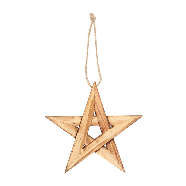 Gothic Gifts Hanging Wooden Pentagram Decoration - Kate's Clothing