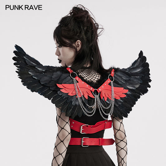 Punk Rave Henrietta Winged Harness - Red - Kate's Clothing