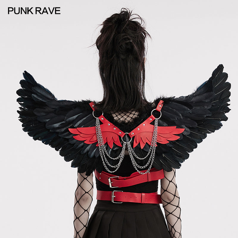 Punk Rave Henrietta Winged Harness - Red - Kate's Clothing