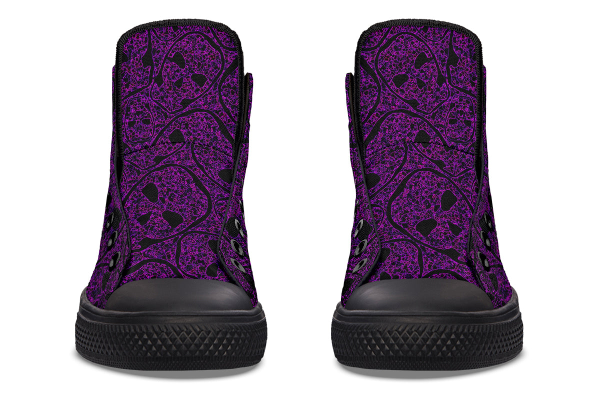ANTIBrand – Digital Immortality High Tops – Purple Skull Pattern