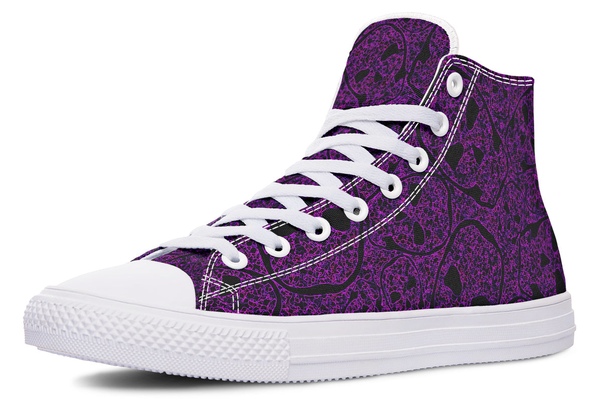 ANTIBrand – Digital Immortality High Tops – Purple Skull Pattern