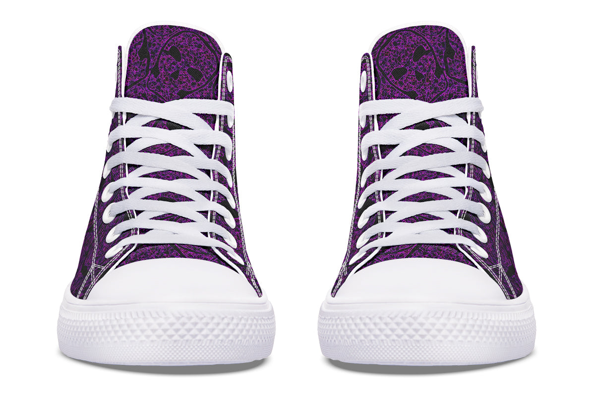 ANTIBrand – Digital Immortality High Tops – Purple Skull Pattern