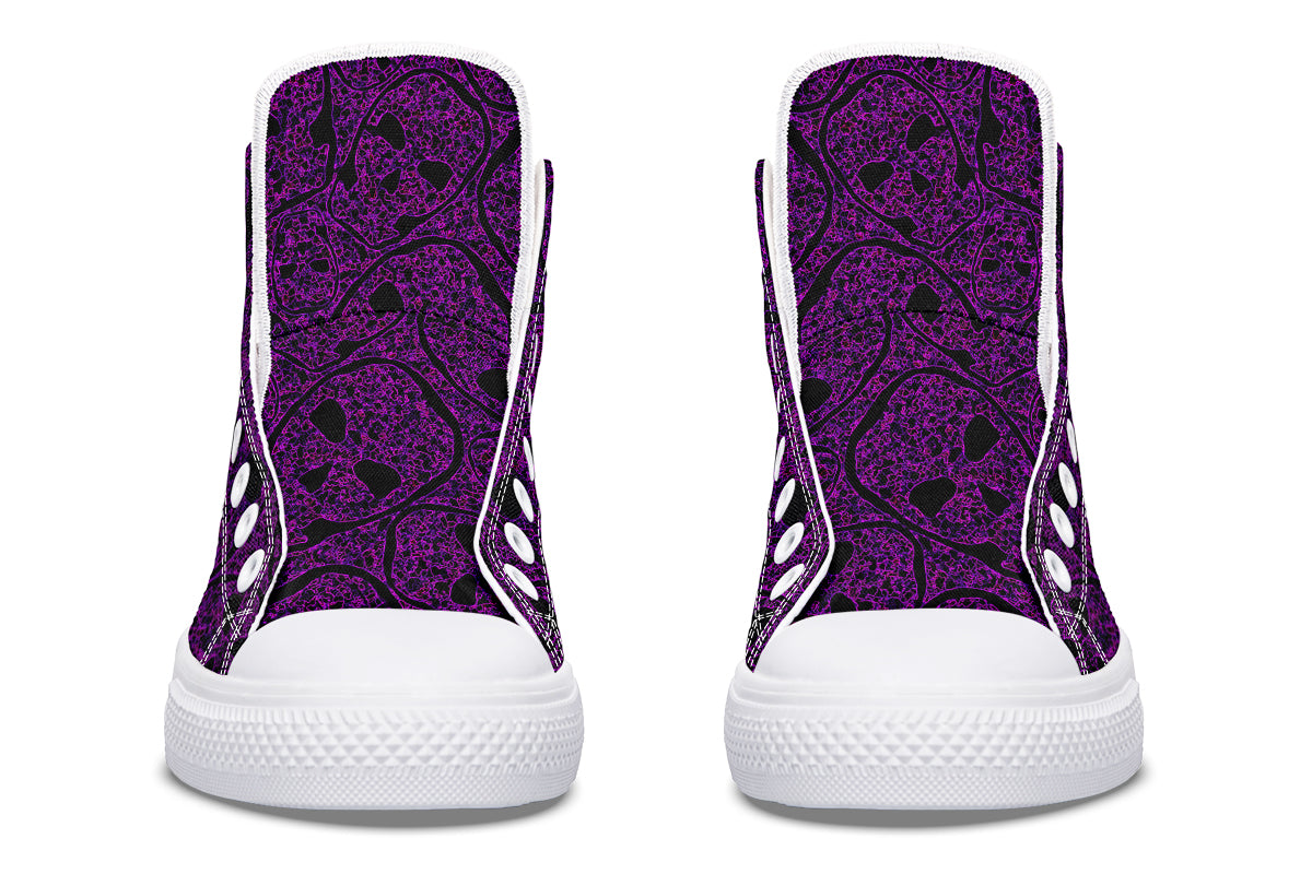 ANTIBrand – Digital Immortality High Tops – Purple Skull Pattern