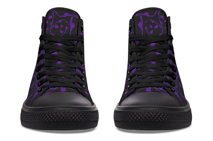 ANTIBrand – The Tumbling Purple Skulls High Tops – Black