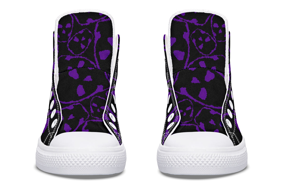 ANTIBrand – The Tumbling Purple Skulls High Tops – Black