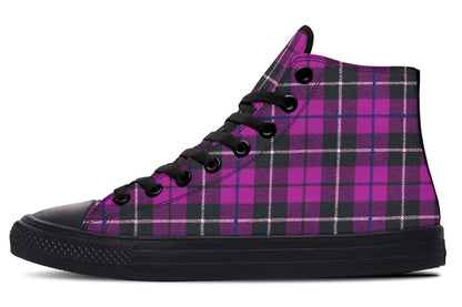 Pink Tartan Canvas High Top Trainers | ANTIBrand
