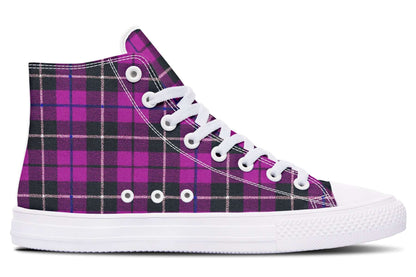Pink Tartan Canvas High Top Trainers | ANTIBrand