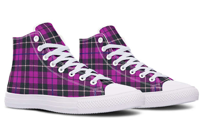 Pink Tartan Canvas High Top Trainers | ANTIBrand