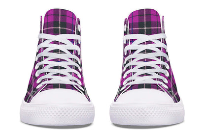 Pink Tartan Canvas High Top Trainers | ANTIBrand