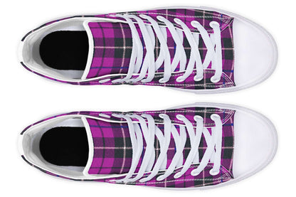 Pink Tartan Canvas High Top Trainers | ANTIBrand