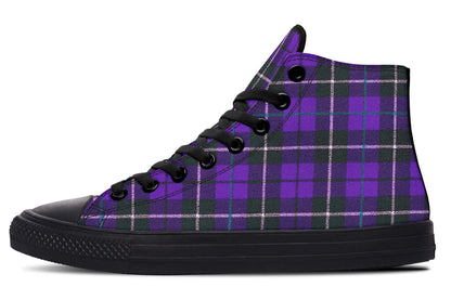 Purple Tartan Canvas High Top Trainers | ANTIBrand