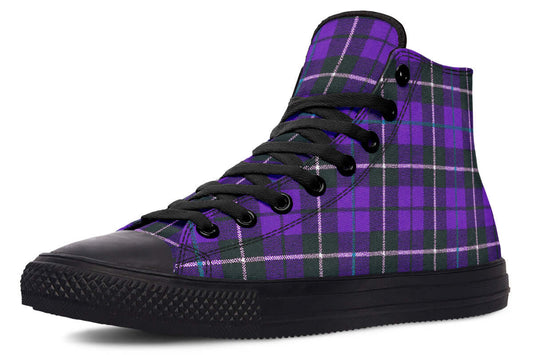 Purple Tartan Canvas High Top Trainers | ANTIBrand