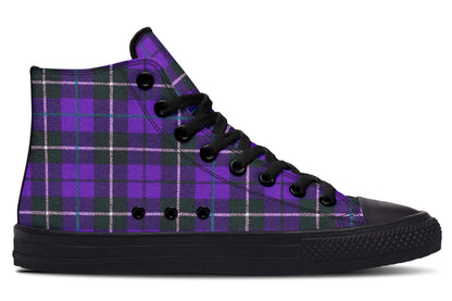 Purple Tartan Canvas High Top Trainers | ANTIBrand