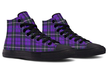 Purple Tartan Canvas High Top Trainers | ANTIBrand