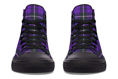 Purple Tartan Canvas High Top Trainers | ANTIBrand
