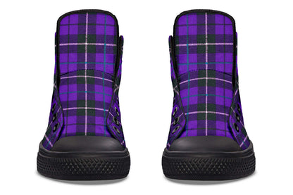 Purple Tartan Canvas High Top Trainers | ANTIBrand