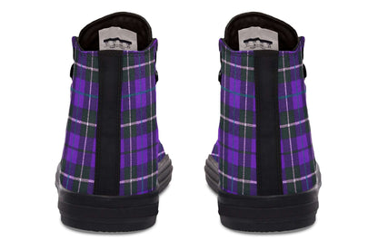 Purple Tartan Canvas High Top Trainers | ANTIBrand
