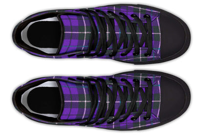 Purple Tartan Canvas High Top Trainers | ANTIBrand