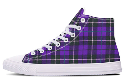 Purple Tartan Canvas High Top Trainers | ANTIBrand