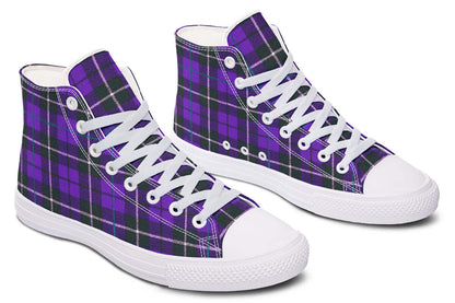 Purple Tartan Canvas High Top Trainers | ANTIBrand