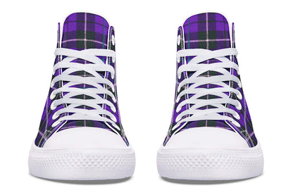 Purple Tartan Canvas High Top Trainers | ANTIBrand
