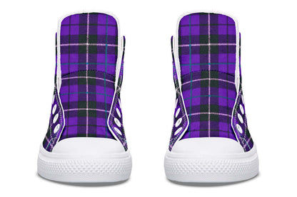 Purple Tartan Canvas High Top Trainers | ANTIBrand