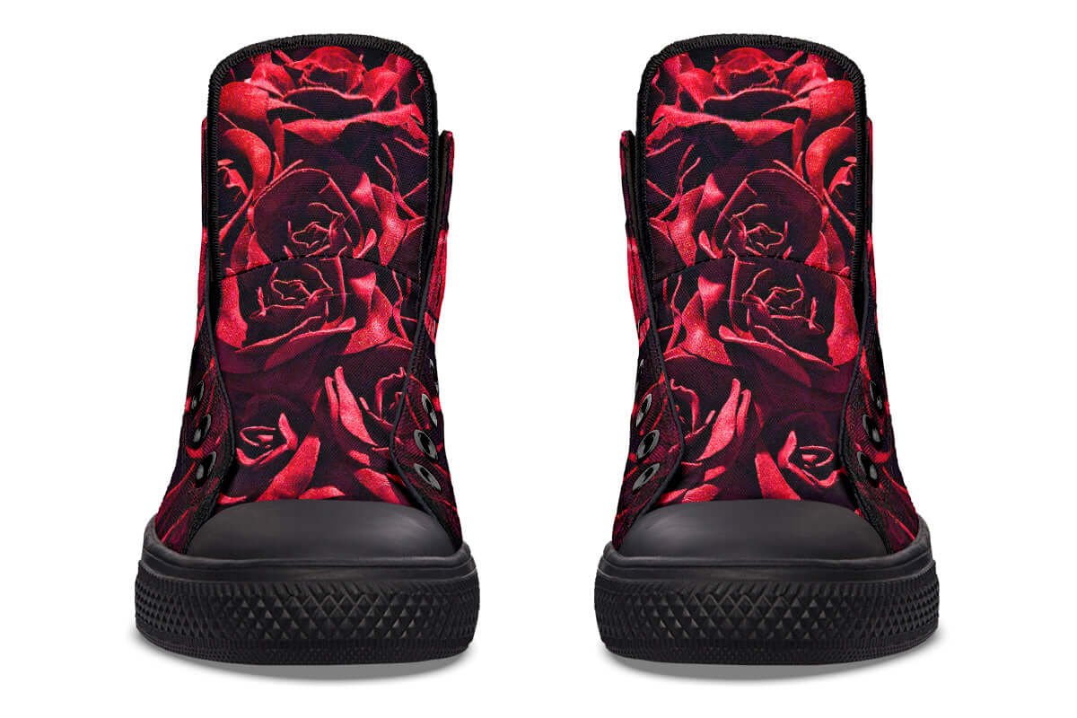 Gothic Attitude High Tops – Red Roses Canvas Shoes by Kate