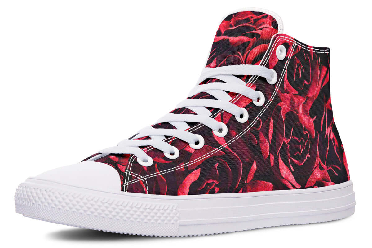 Gothic Attitude High Tops – Red Roses Canvas Shoes by Kate