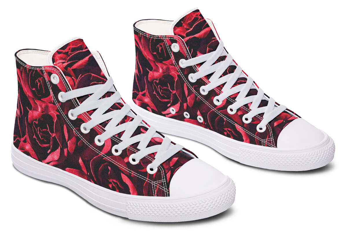 Gothic Attitude High Tops – Red Roses Canvas Shoes by Kate