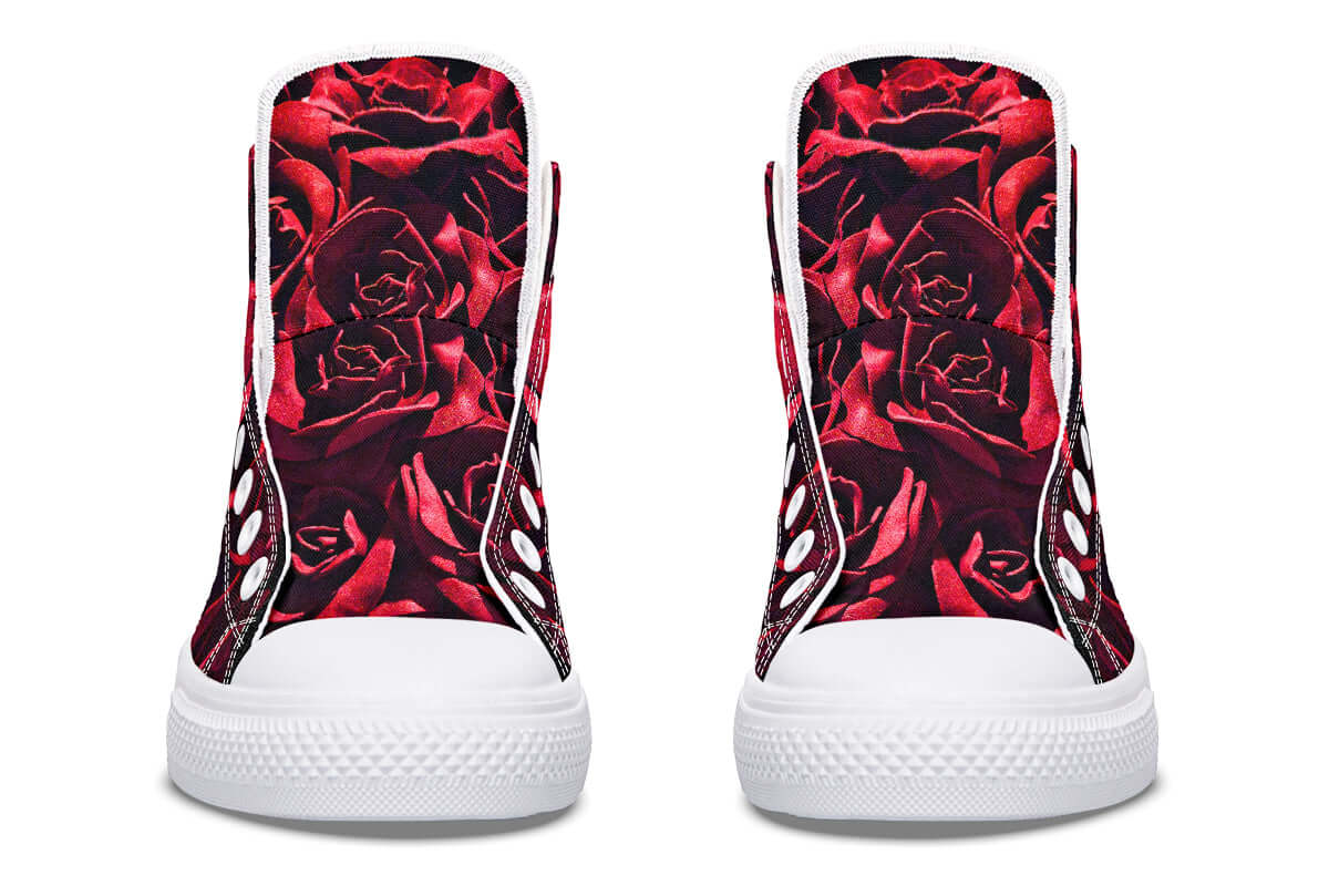 Gothic Attitude High Tops – Red Roses Canvas Shoes by Kate