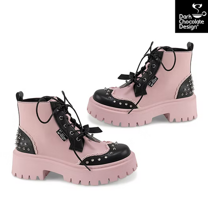 Hot Chocolate Design Dolly Revolt Goth Platform Lace-Up Boots with studs