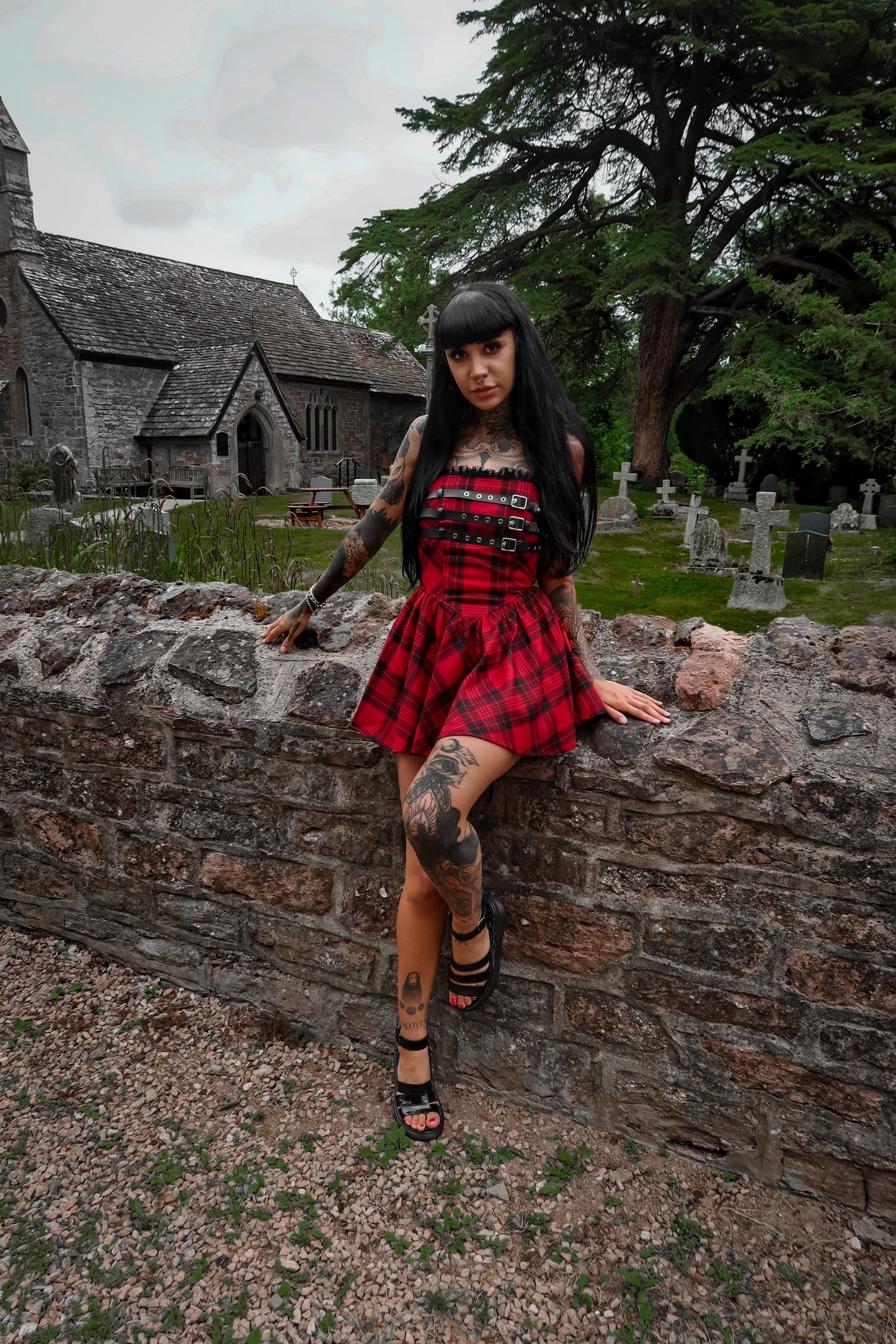 Dark in Love Evelyn Black and Red Tartan Mini Dress