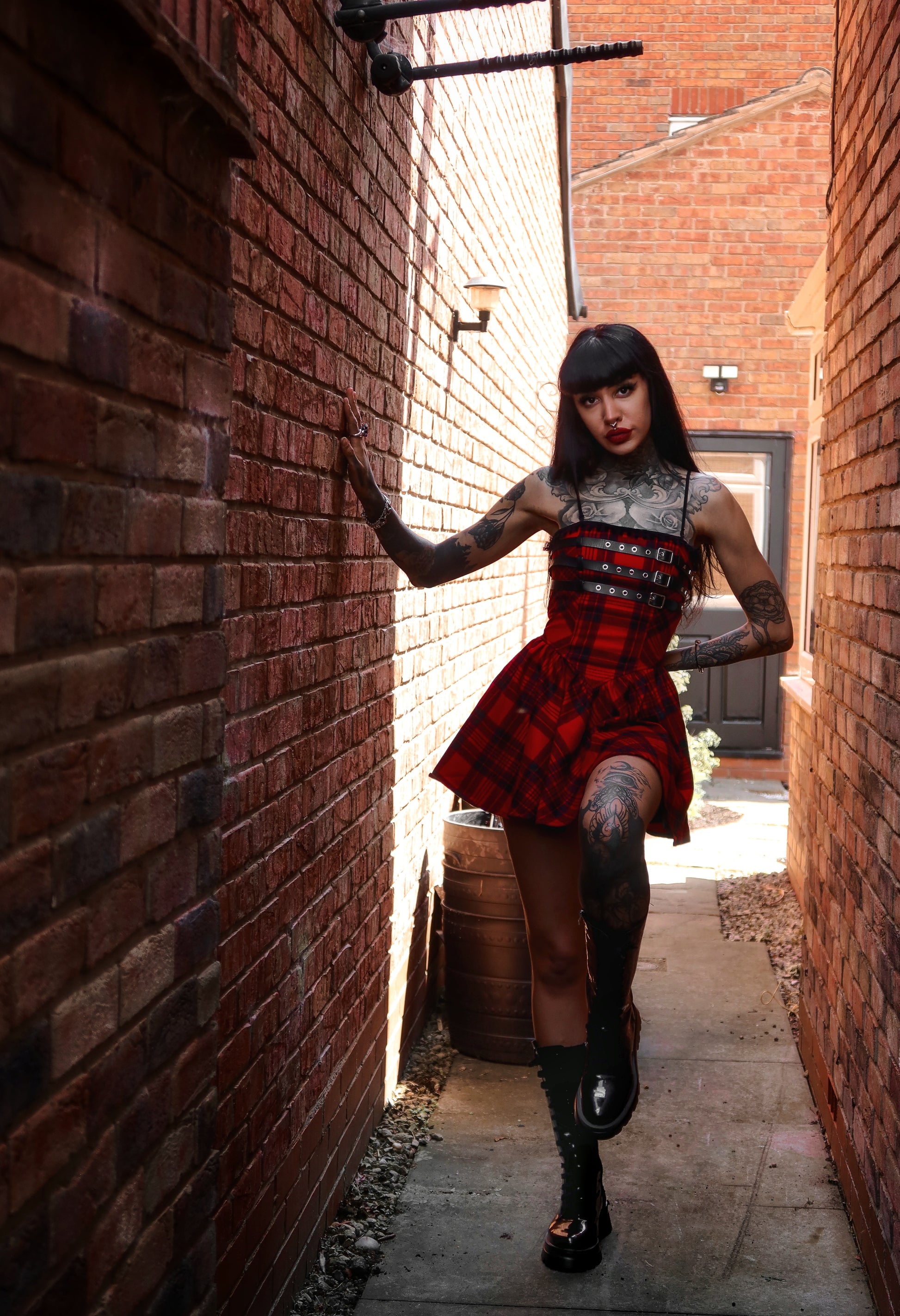 Dark in Love Evelyn Black and Red Tartan Mini Dress Dark in Love Evelyn Black and Red Tartan Mini Dress