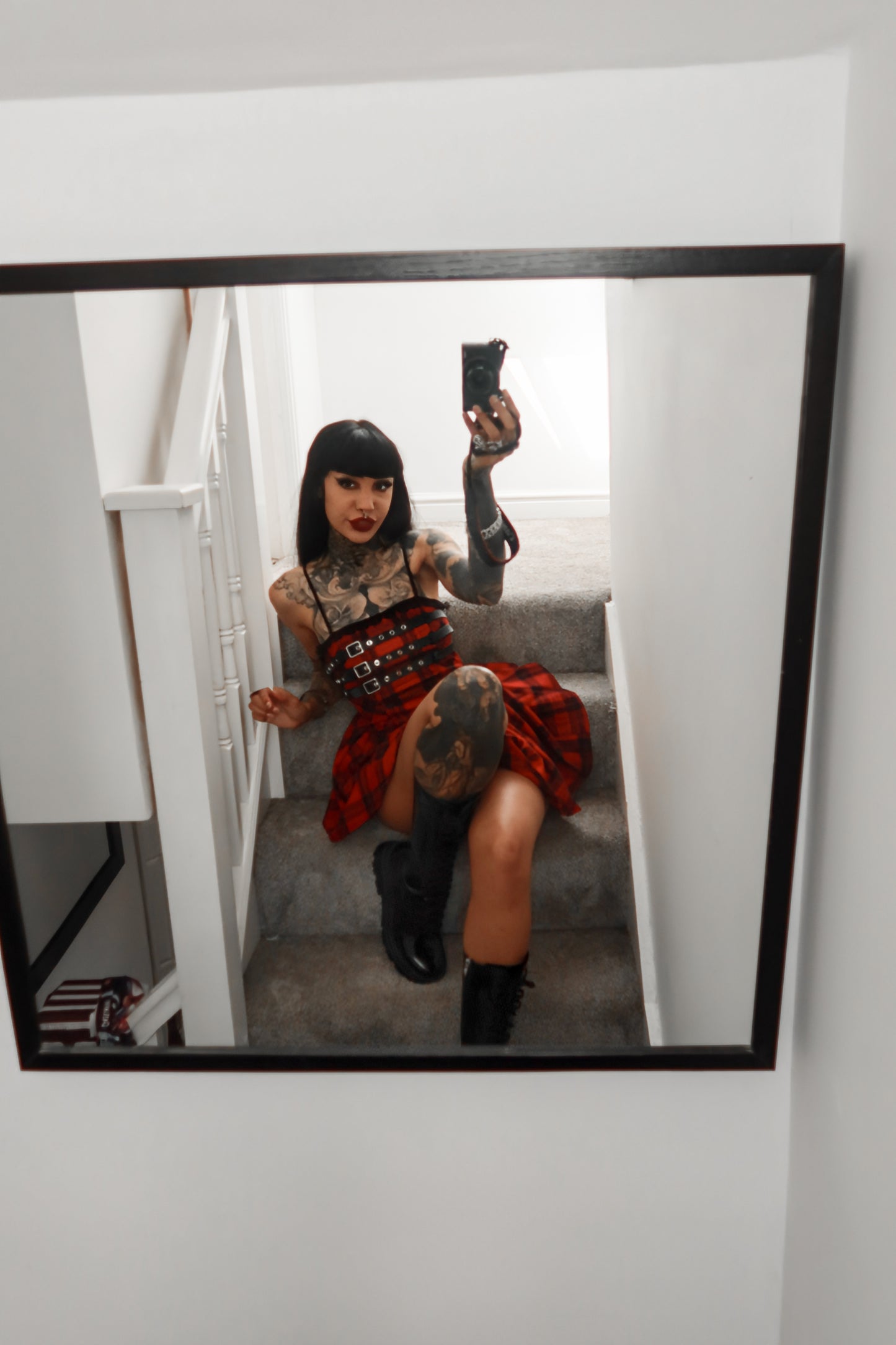 Dark in Love Evelyn Black and Red Tartan Mini Dress