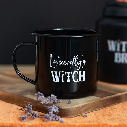 Gothic Gifts I'm Secretly A Witch Enamel Mug - Kate's Clothing