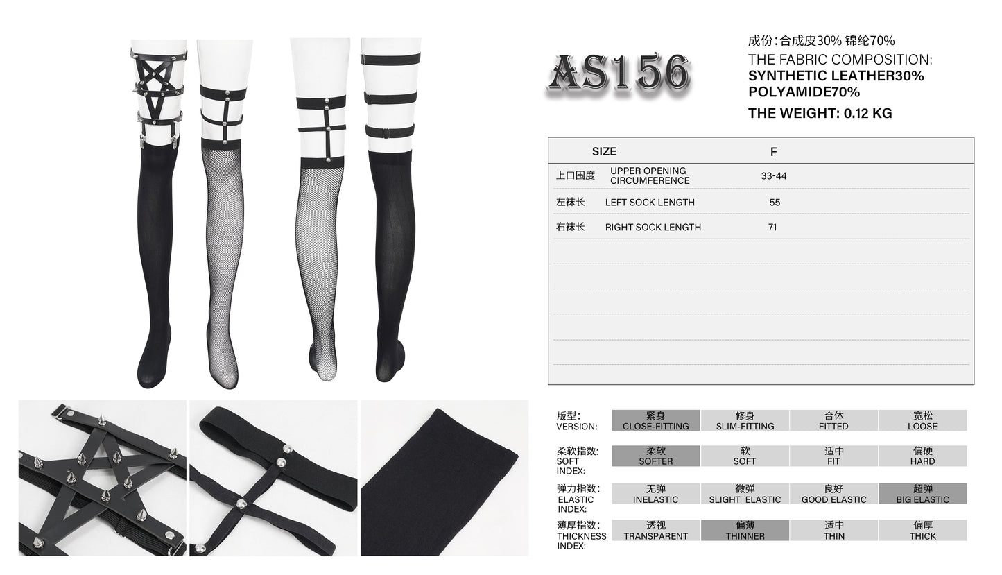 Devil Fashion Iridessa Pentagram Asymmetrical Fishnet Stockings - Kate's Clothing