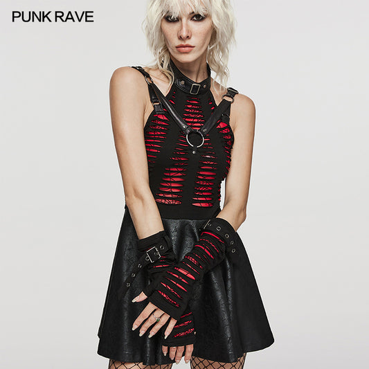 Punk Rave Jocasta Gloves - Red - Kate's Clothing