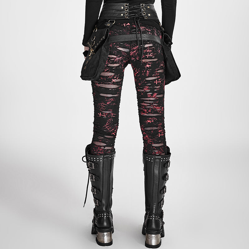 Punk Rave Scars Broken Mesh Leggings