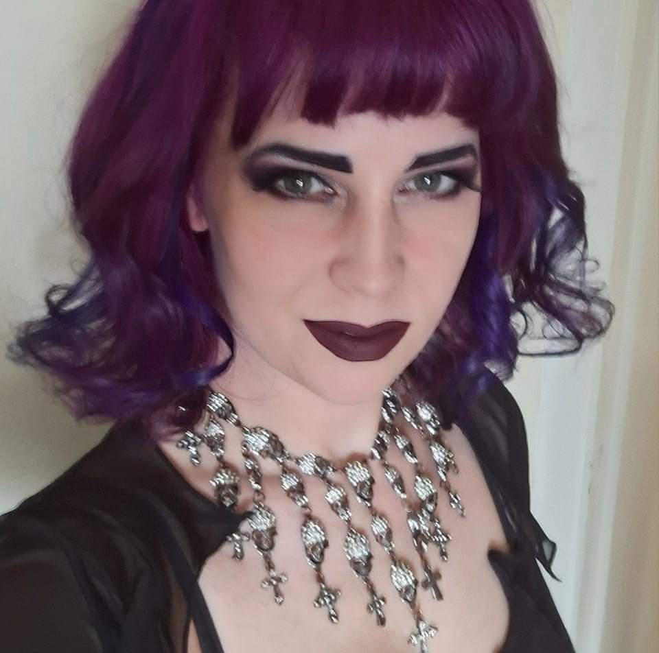 Kate Whitegroatt - Manic Panic Purple Haze styled result - vibrant mid purple semi-permanent hair colour"