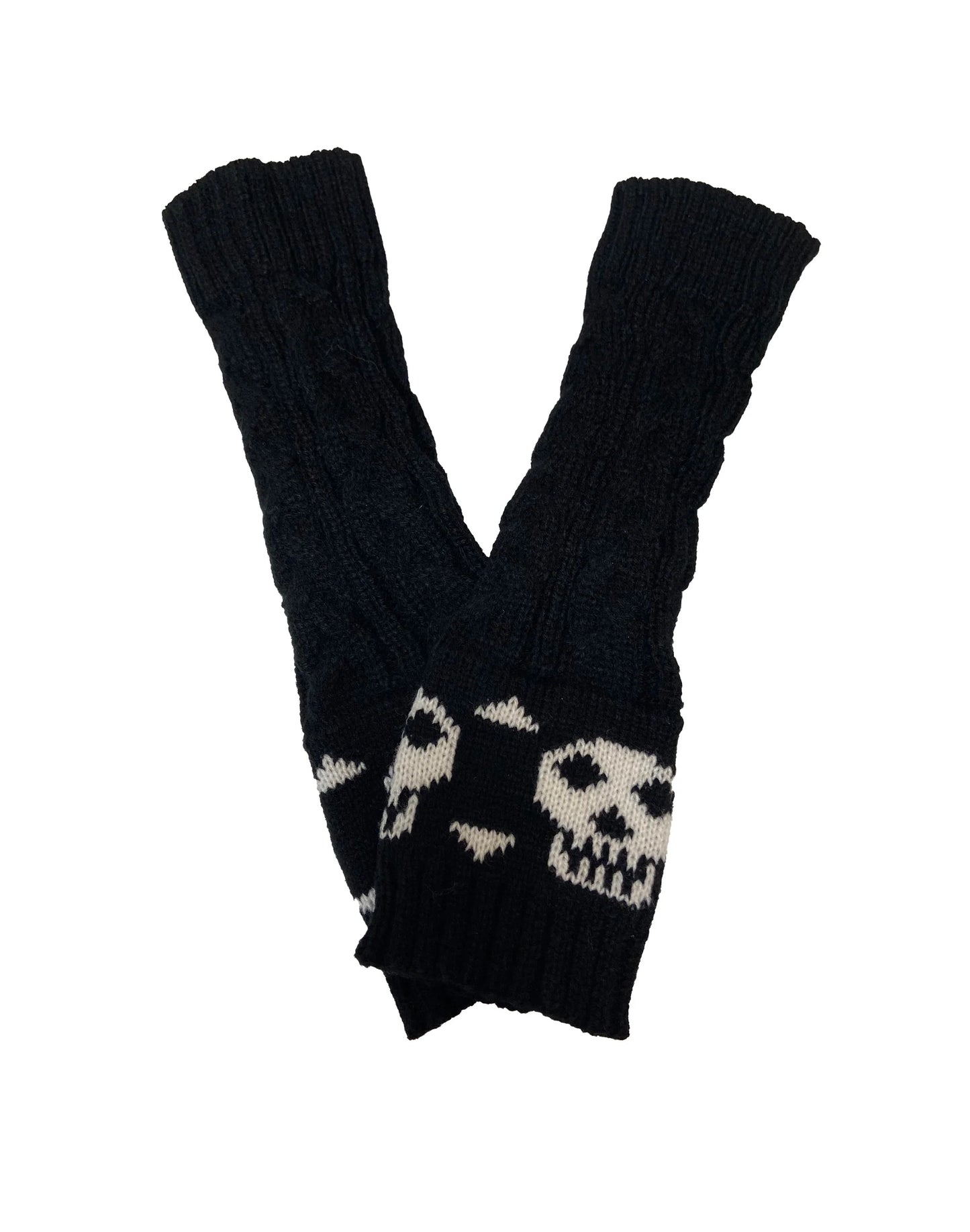 Pamela Mann Knitted Skull And Crossbones Fingerless Gloves - Kate's Clothing
