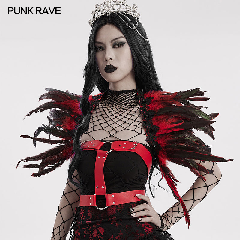 Punk Rave Kora Feathered Shoulder Accessory - Kate's Clothing