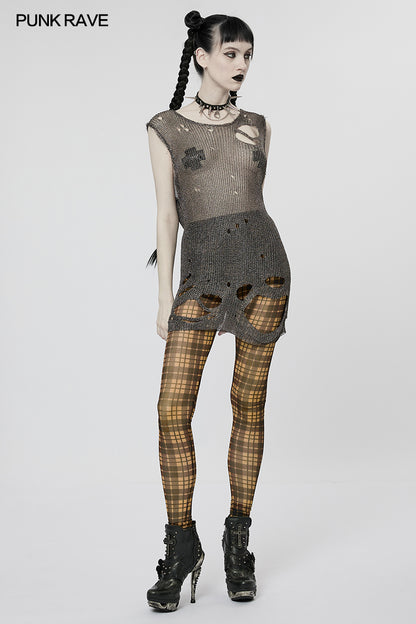 Punk Rave Kourayne Top - Grey - Kate's Clothing