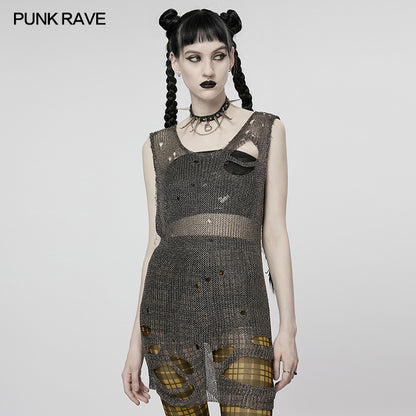 Punk Rave Kourayne Top - Grey - Kate's Clothing