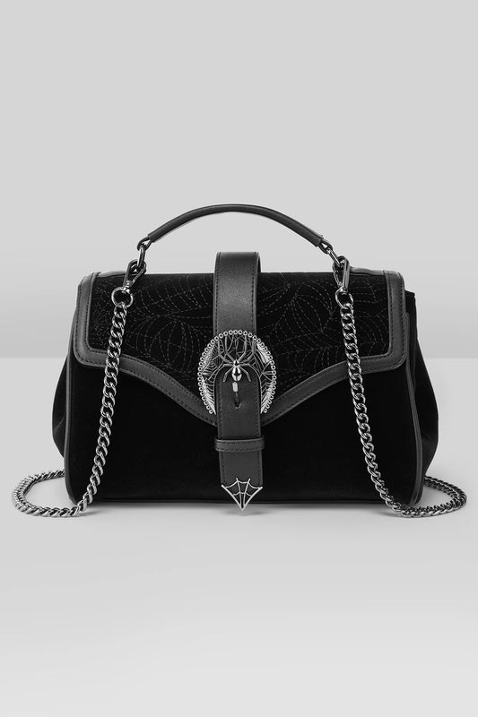 Killstar Lady Arachne Velvet & PU Handbag