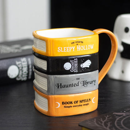 Gothic Gifts The Haunted Library Book Stack Mug