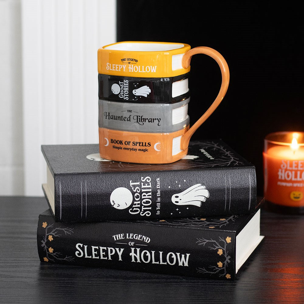 Gothic Gifts The Haunted Library Book Stack Mug