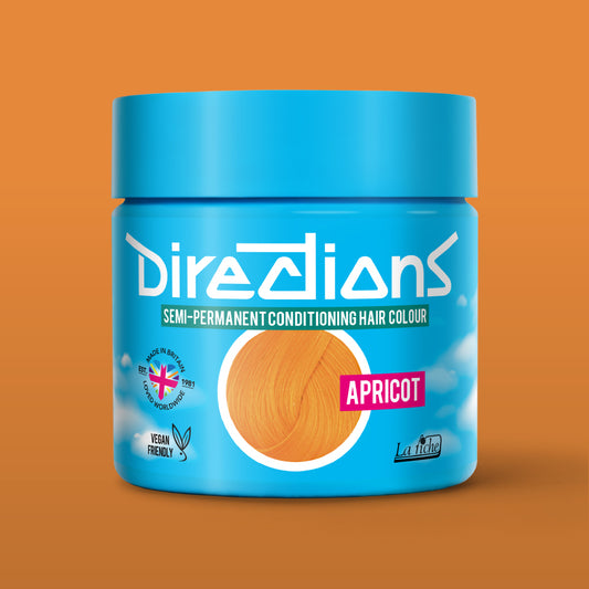 La Riche Directions Apricot Semi Permanent Hair Dye - Vibrant Light Orange 100ml Vegan with same colour background