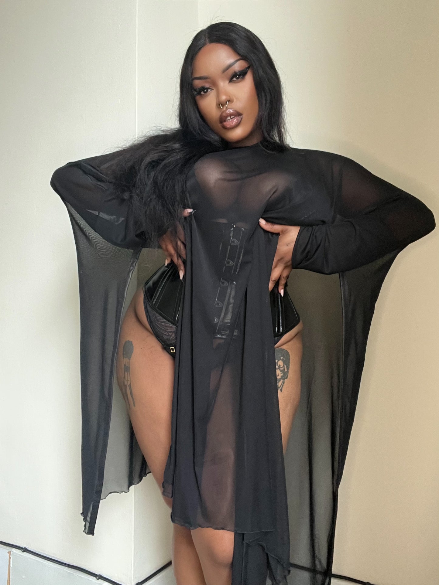 Necessary Evil Anahita Goth Mesh Layer Dress on Lauralovemore
