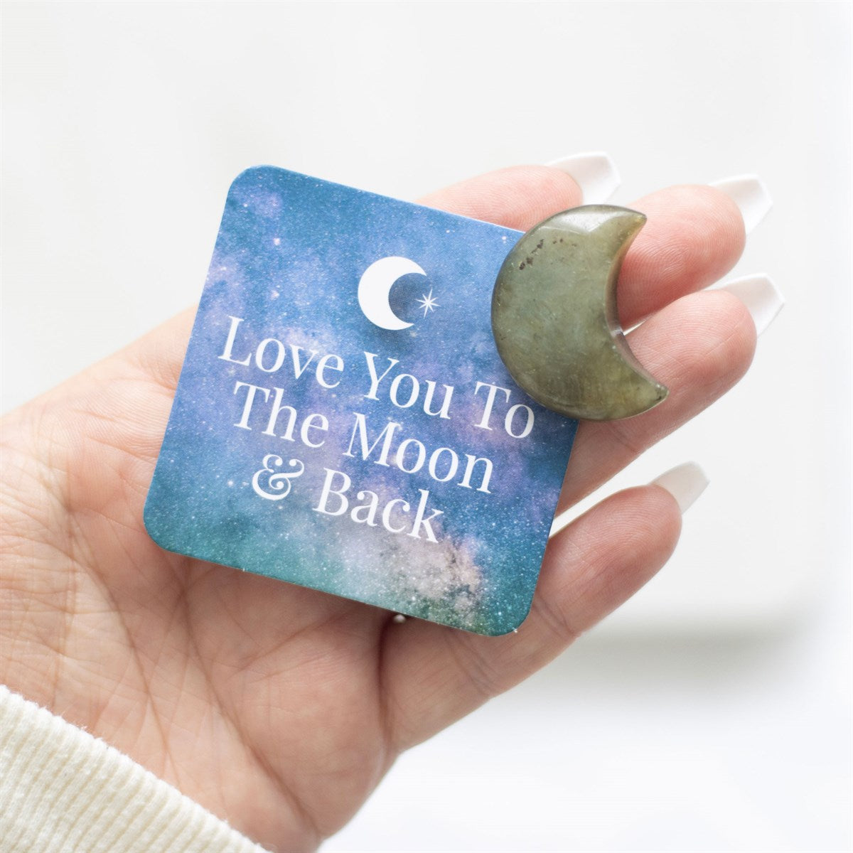 Gothic Gifts Love You To The Moon And Back Labradorite Moon In A Bag - Kate's Clothing