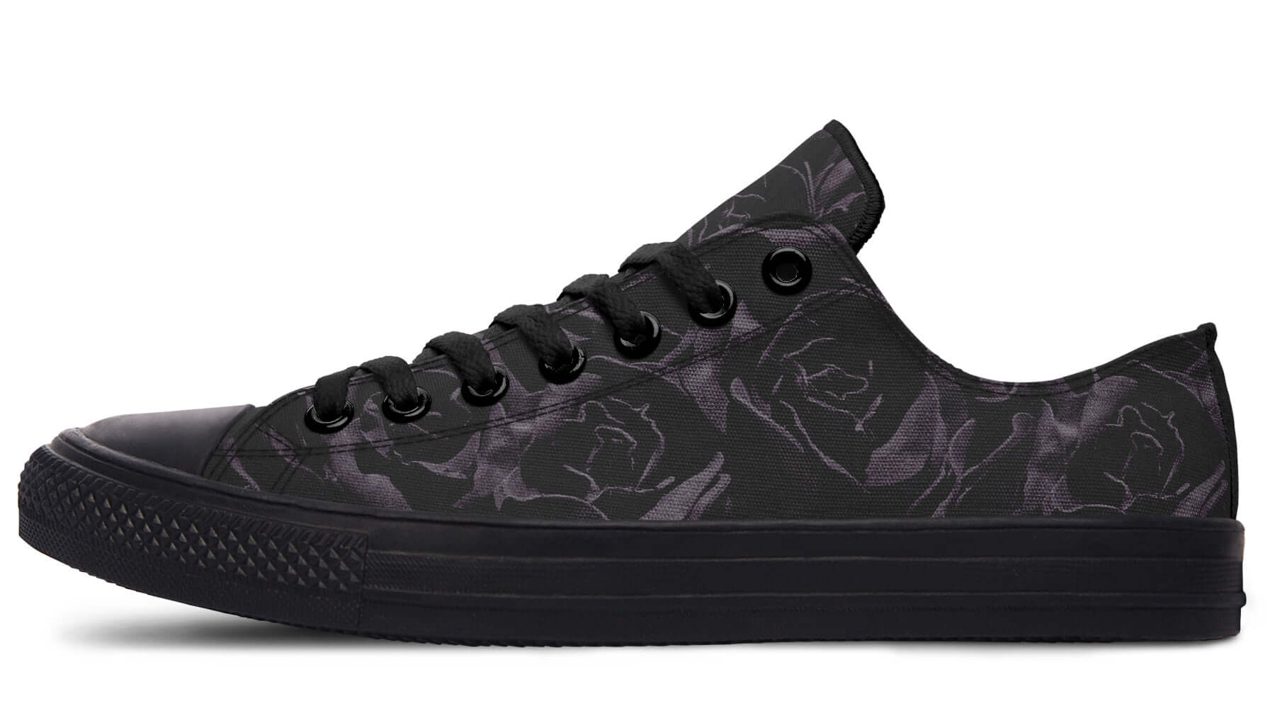 Gothic Attitude Low Tops – Blackest Roses Canvas Shoes by Kate